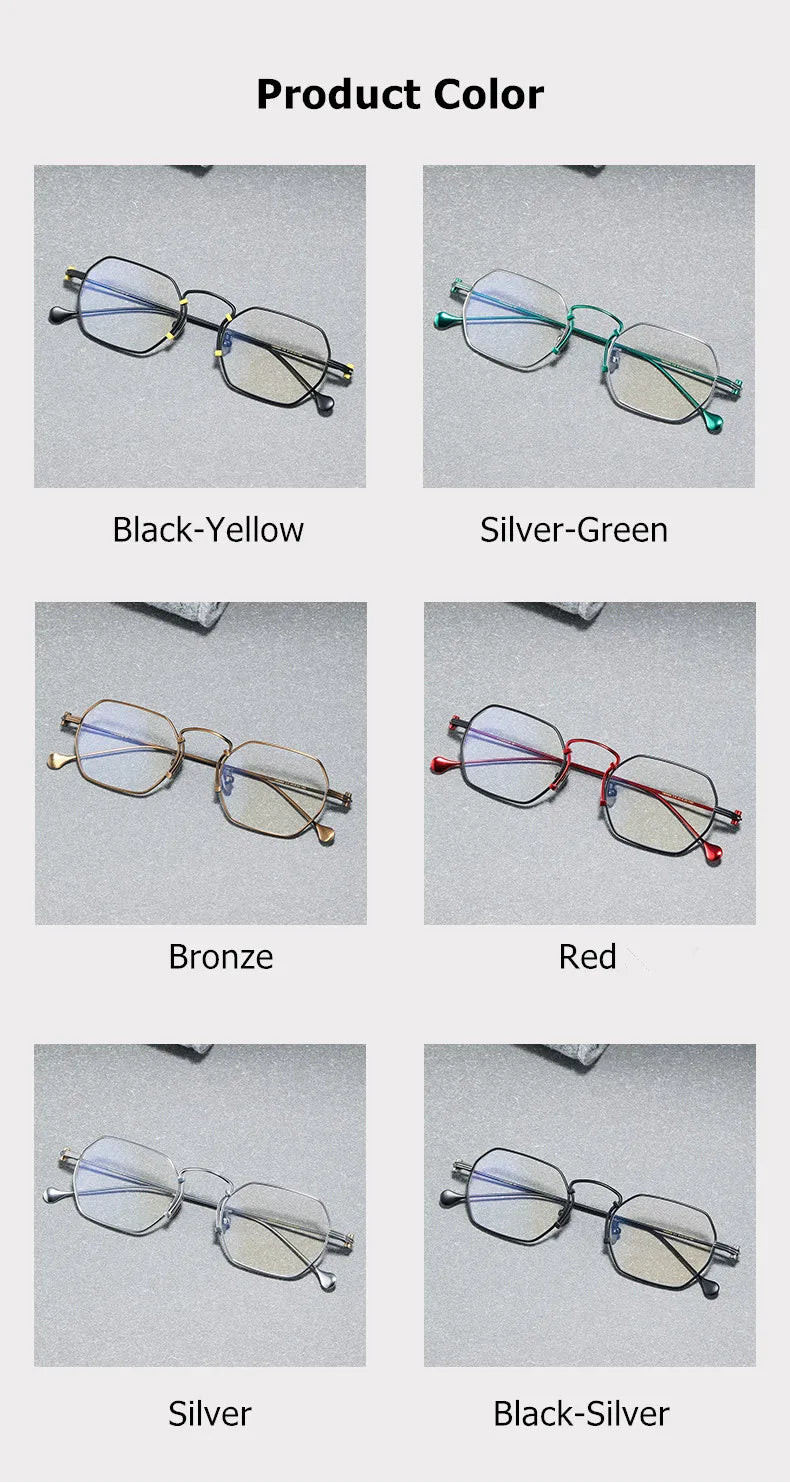 Aimee Unisex Full Rim Flat Top Polygon Titanium Eyeglasses 190069 Full Rim Aimee