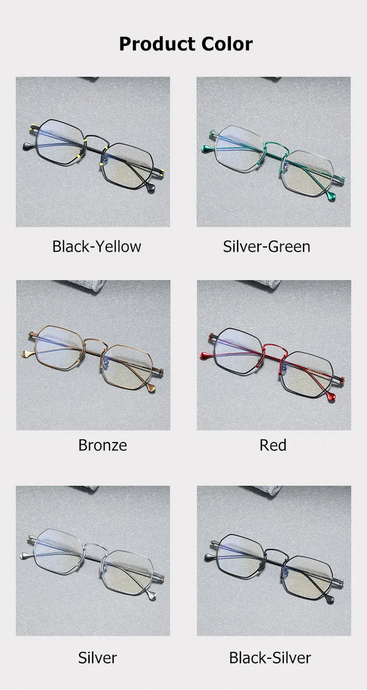 Aimee Unisex Full Rim Flat Top Polygon Titanium Eyeglasses 190069 Full Rim Aimee