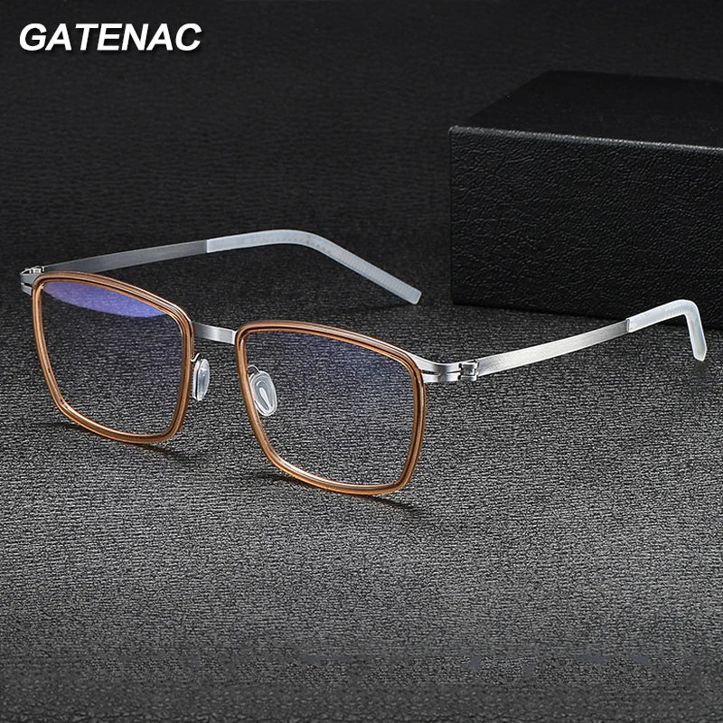 Gatenac Mens Full Rim Square Acetate Eyeglasses Gxyj-1187 Full Rim Gatenac   