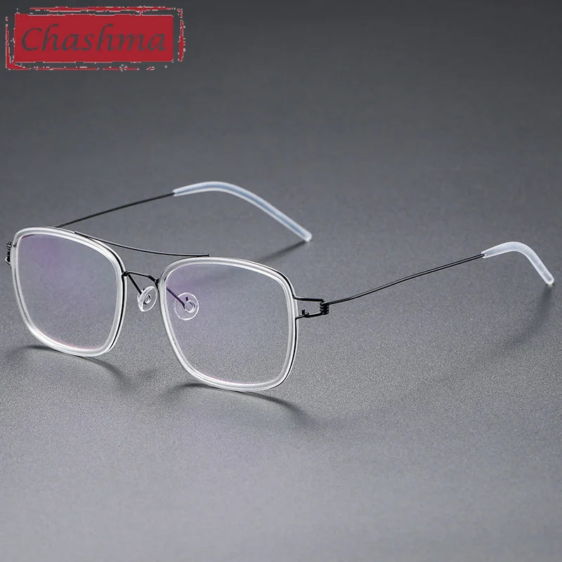 Chashma Ottica Women's Full Rim Square Double Bridge Titanium Acetate Eyeglasses 51138