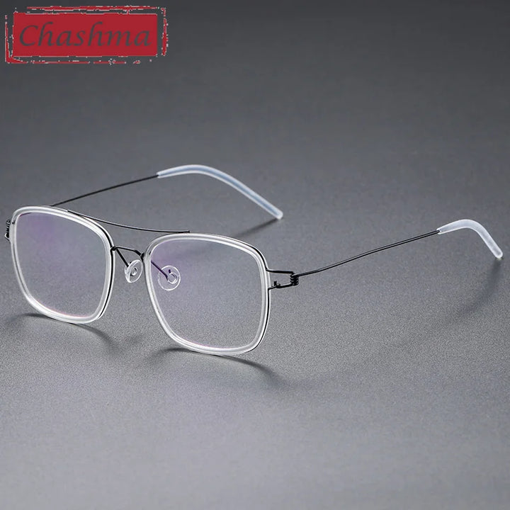 Chashma Ottica Women's Full Rim Square Double Bridge Titanium Acetate Eyeglasses 51138