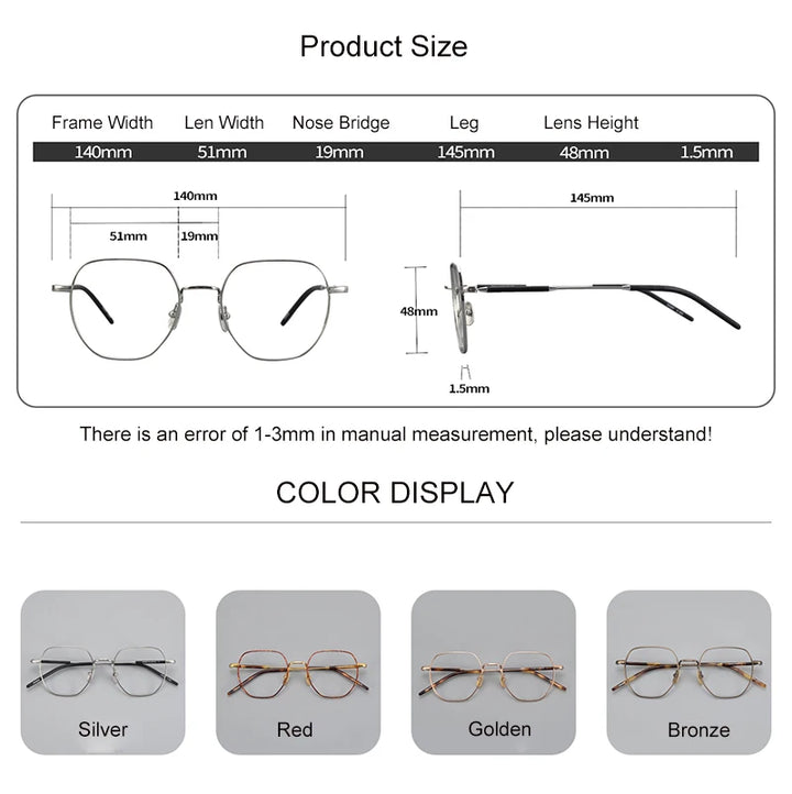 Aimee Unisex Full Rim Flat Top Polygon Oval Titanium Eyeglasses 236649