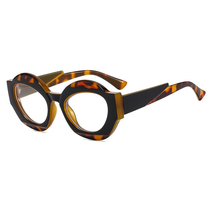 CCspace Unisex Full Rim Oval Resin Eyeglasses 56864 Full Rim CCspace C9LeopardClear