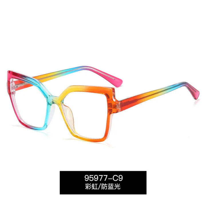 Handoer Women's Full Rim Square Cat Eye Tr 90 Alloy Eyeglasses 95977