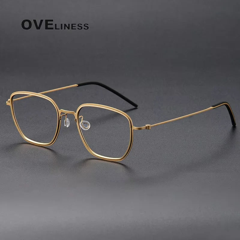 Oveliness Unisex Full Rim Square Polygon Titanium Eyeglasses 45527