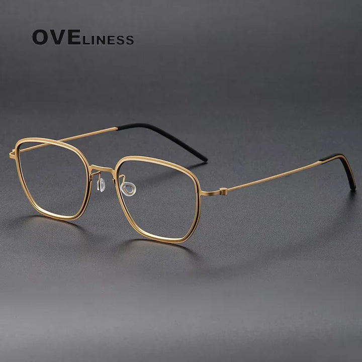 Oveliness Unisex Full Rim Square Polygon Titanium Eyeglasses 45527