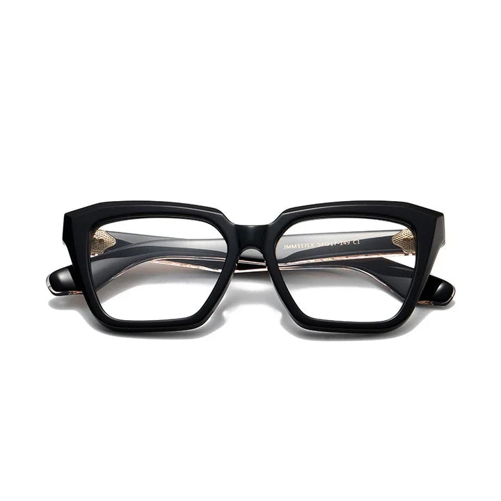Muzz Unisex Full Rim Polygon Square Thick Acetate Eyeglasses 416317