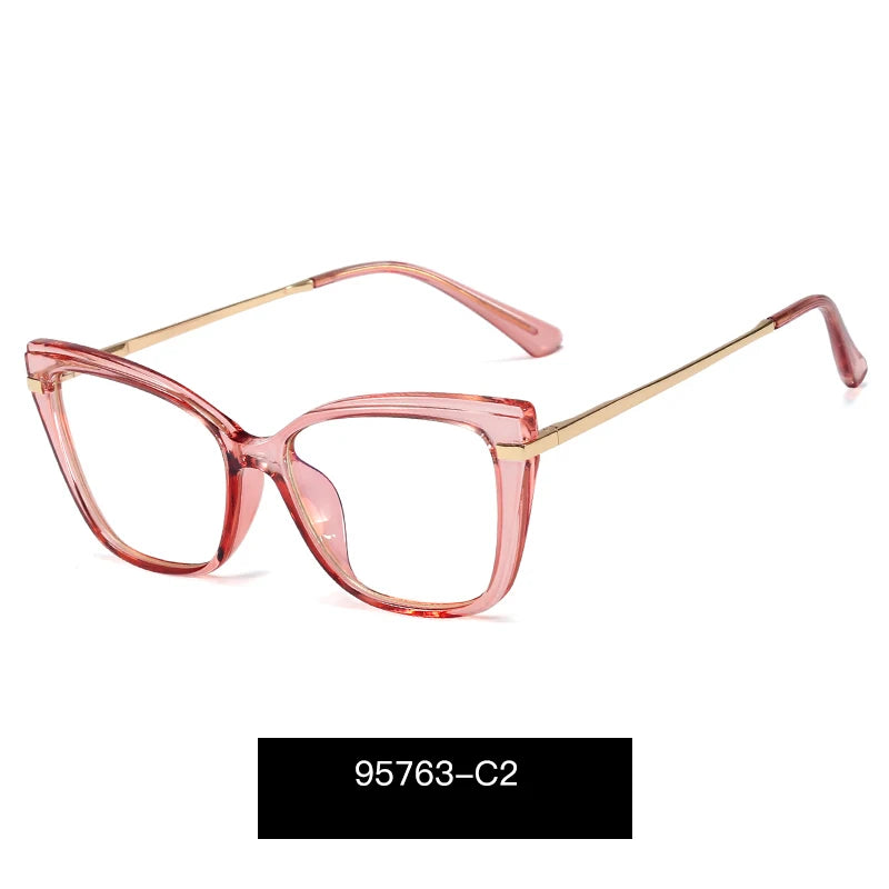 Handoer Women's Full Rim Square Cat Eye Tr 90 Alloy Eyeglasses 95763