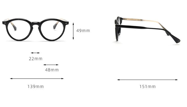 CCspace Unisex Full Rim Round Tr 90 Titanium Eyeglasses 57022 Full Rim CCspace