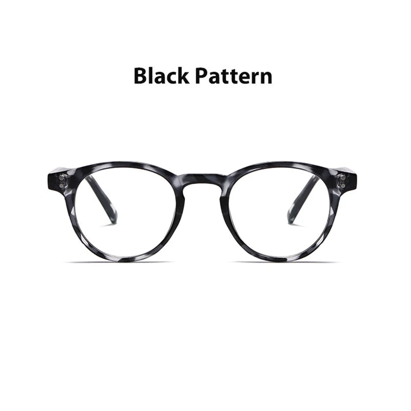 Kocolior Unisex Full Rim Round Acetate Hyperopic Reading Glasses 3313 Reading Glasses Kocolior Pattern Black 0