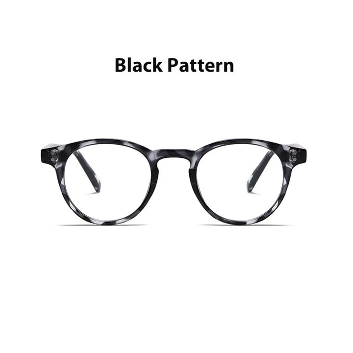 Kocolior Unisex Full Rim Round Acetate Hyperopic Reading Glasses 3313 Reading Glasses Kocolior Pattern Black 0