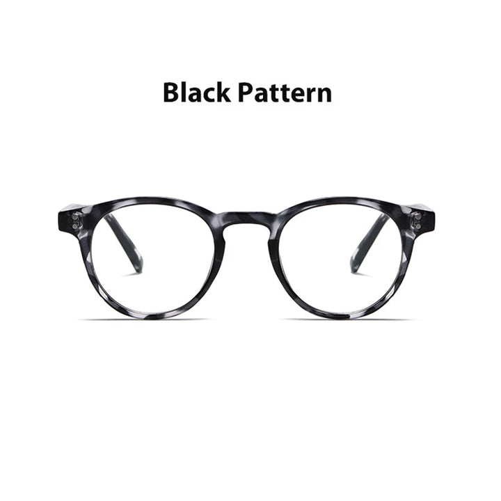 Kocolior Unisex Full Rim Round Acetate Hyperopic Reading Glasses 3313 Reading Glasses Kocolior Pattern Black 0 