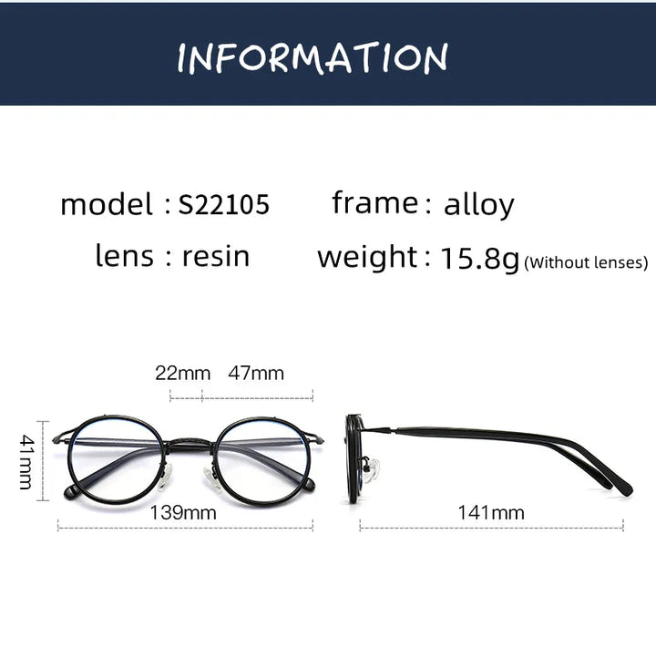Kocolior Unisex Full Rim Round Acetate Alloy Hyperopic Reading Glasses 22105 Reading Glasses Kocolior