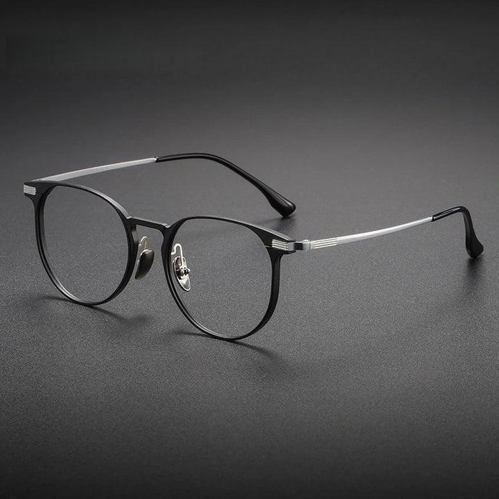 Yimaruili Unisex Full Rim Round Al Mg Titanium Alloy Eyeglasses 20250