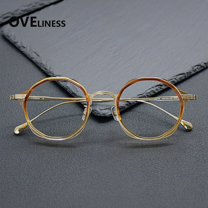 Oveliness Women's Full Rim Round Titanium Acetate Eyeglasses 922403