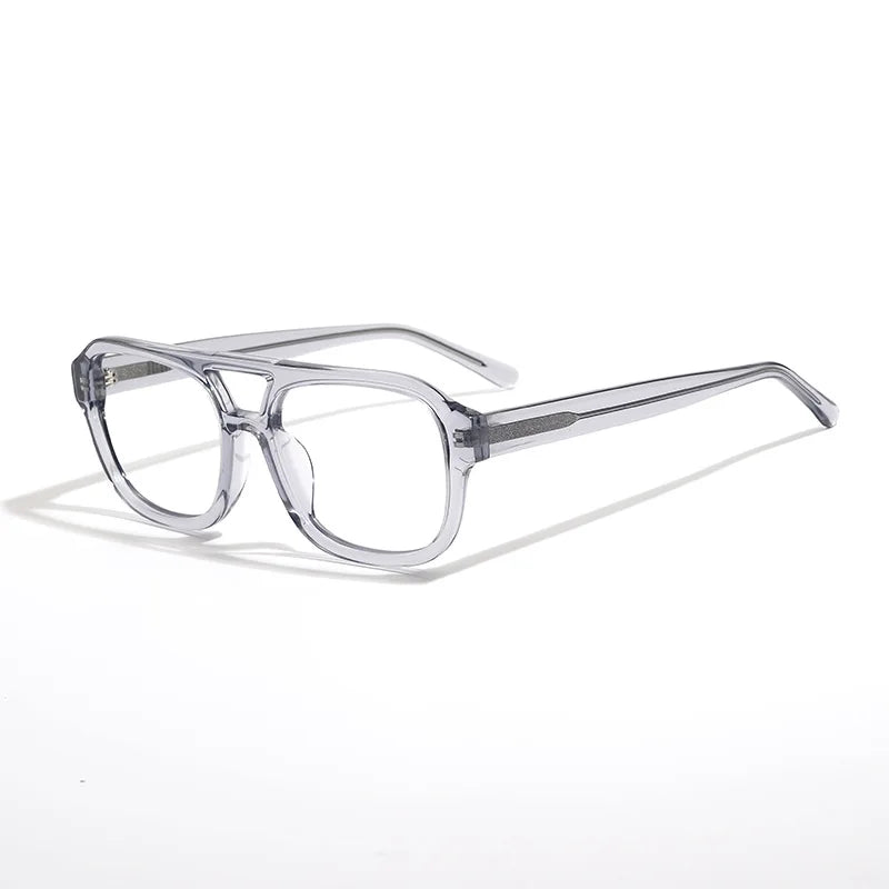 Black Mask Unisex Full Rim Square Double Bridge Acetate Eyeglasses 908 Full Rim Black Mask Gray