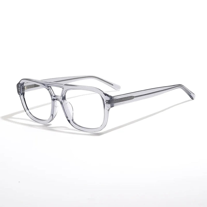 Black Mask Unisex Full Rim Square Double Bridge Acetate Eyeglasses 908 Full Rim Black Mask Gray