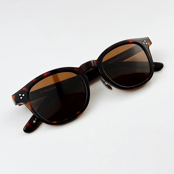 Black Mask Unisex Full Rim Square Acetate Sunglasses 484022 Full Rim Black Mask Tortoise-Brown As Shown