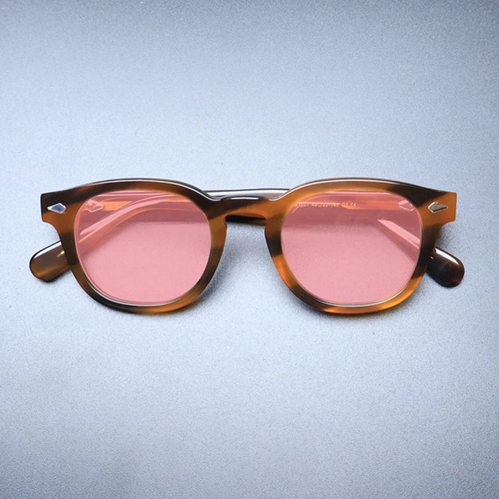 Gatenac Unisex Full Rim Square Polarized Acetate Sunglasses Mo14 Sunglasses Gatenac Flax Pink