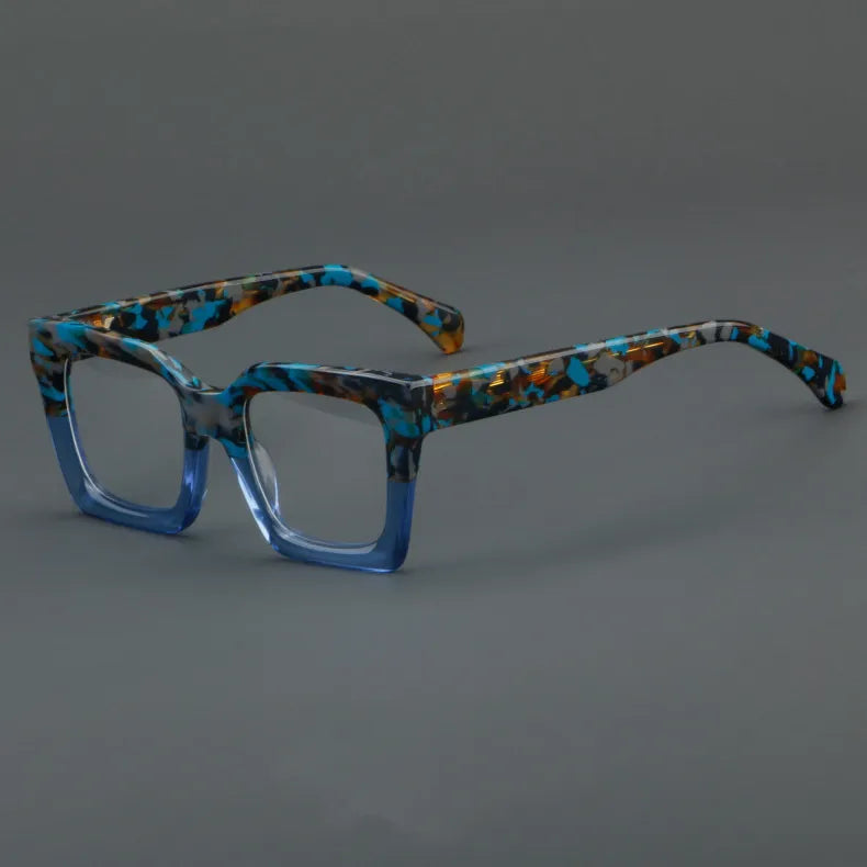 CCspace Unisex Full Rim Large Square Acetate Eyeglasses 56909 Full Rim CCspace C3BlueLeopard