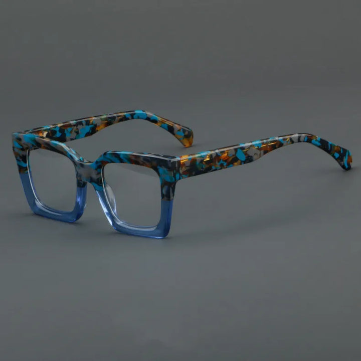 CCspace Unisex Full Rim Large Square Acetate Eyeglasses 56909 Full Rim CCspace C3BlueLeopard