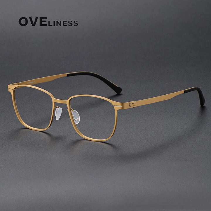 Oveliness Unisex Full Rim Square Screwless Titanium Eyeglasses 0978 Full Rim Oveliness gold