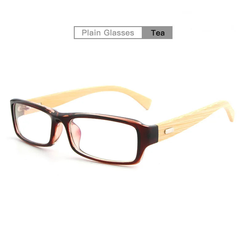 Hdcrafter Unisex Full Rim Square Bamboo Wood Eyeglasses 6811 Full Rim Hdcrafter Eyeglasses Tea  