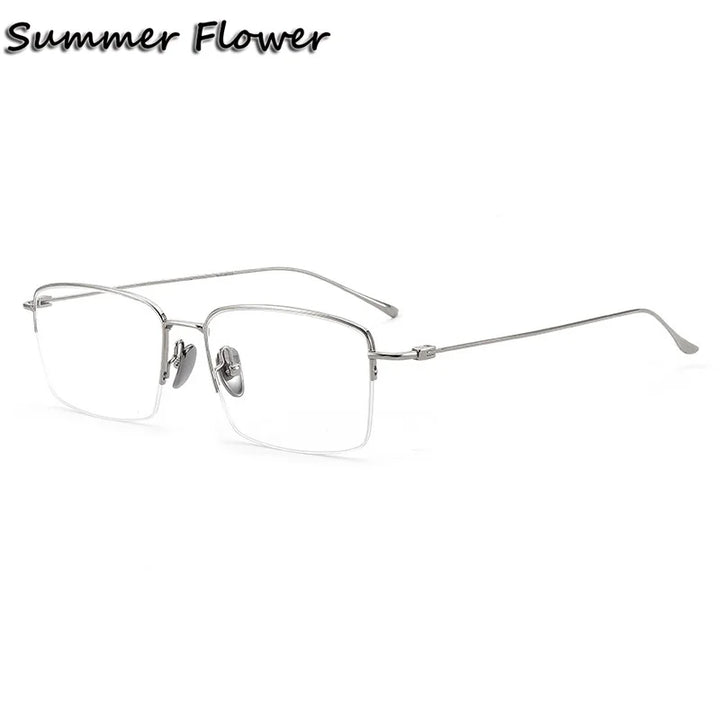 Summer Flower Unisex Semi Rim Square Titanium Eyeglasses 177503 Semi Rim Summer Flower Gray
