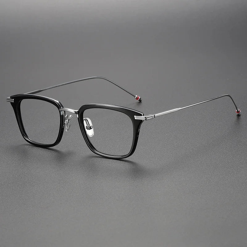 Gatenac Unisex Full Rim Square Acetate Titanium Eyeglasses 31916