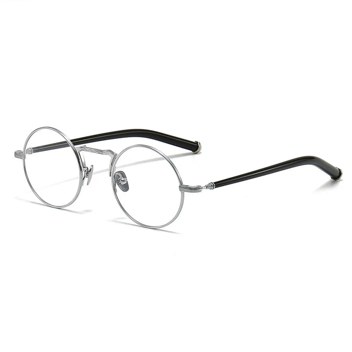 Black Mask Unisex Full Rim Round Titanium Eyeglasses 3119m Full Rim Black Mask Silver