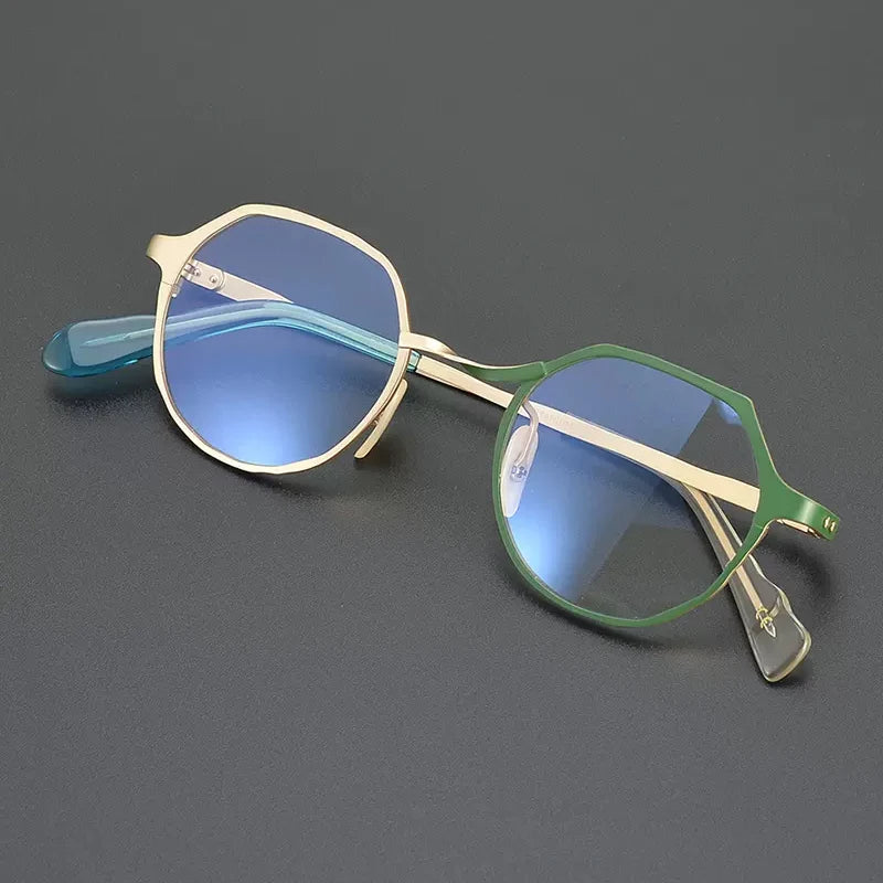 Gatenac Unisex Full Rim Flat Top Round Titanium Eyeglasses Gxyj1219 Full Rim Gatenac