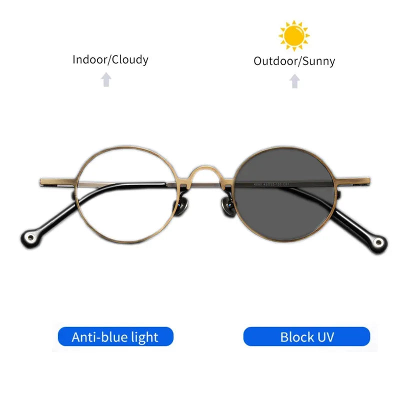 Kocolior Unisex Full Rim Small Round Titanium Hyperopic Reading Glasses K080 Reading Glasses Kocolior