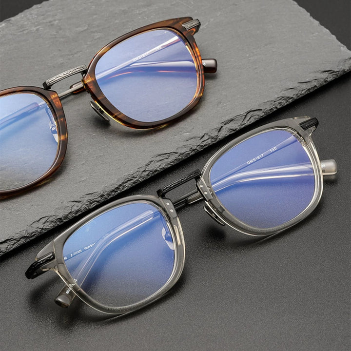 Black Mask Unisex Full Rim Titanium Acetate Square Eyeglasses G817 Full Rim Black Mask