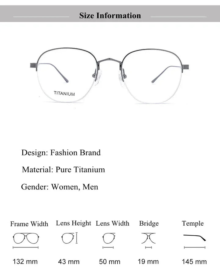 Chashma Ochki Women's Semi Rim Oval Titanium Eyeglasses 310164