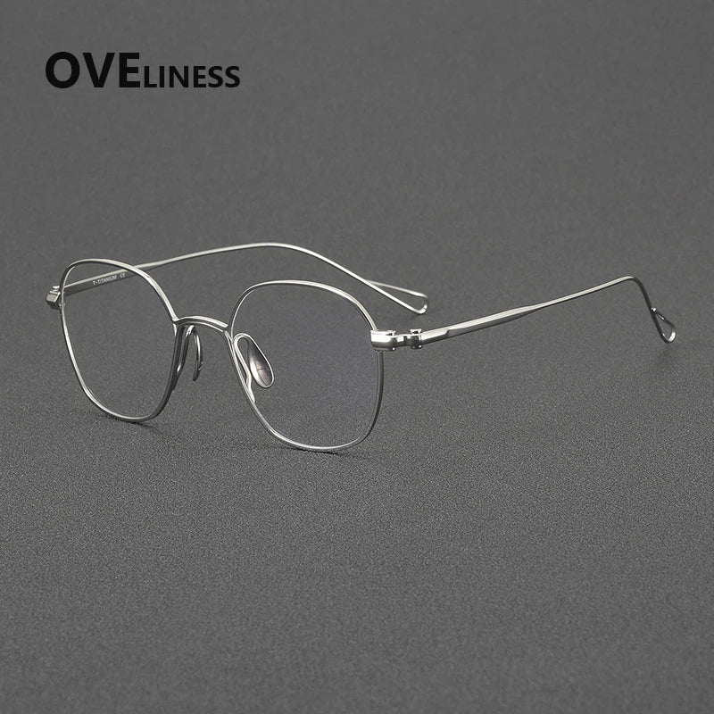 Oveliness Unisex Full Rim Polygon Round Titanium Eyeglasses 61156