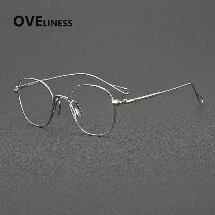 Oveliness Unisex Full Rim Polygon Round Titanium Eyeglasses 61156