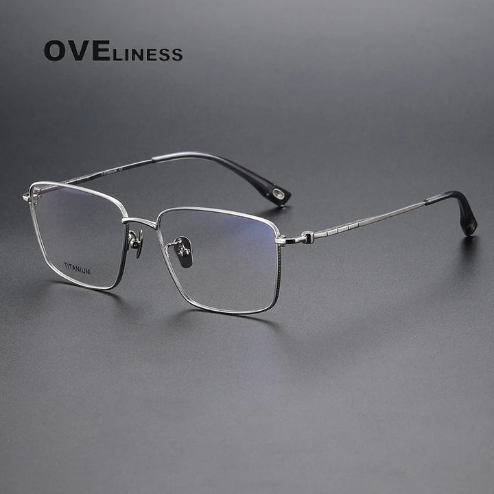 Oveliness Men's Full Rim Square Titanium Eyeglasses 80910 Full Rim Oveliness silver  