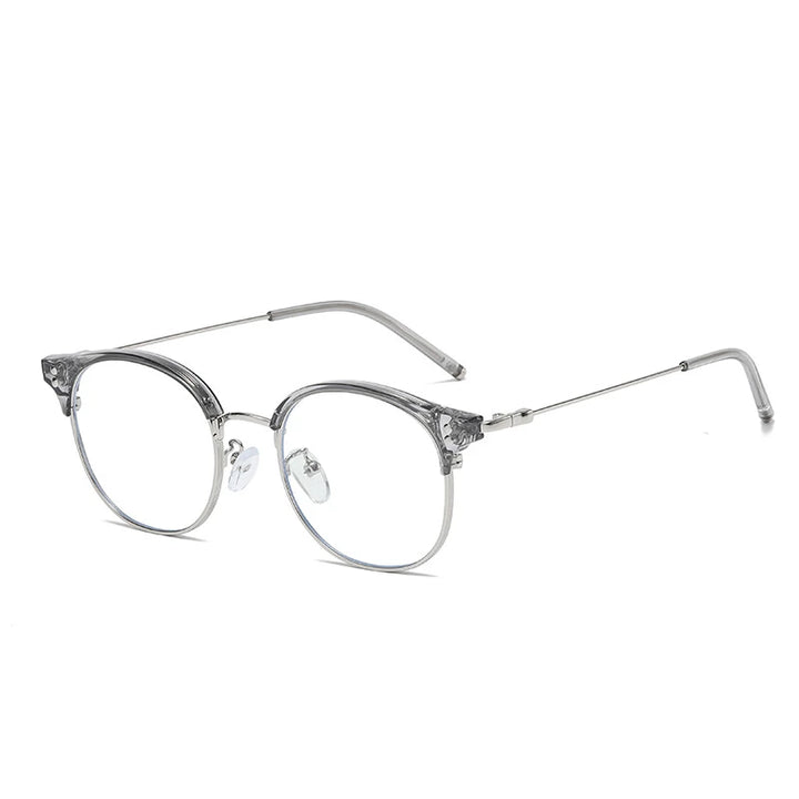 Kocolior Mens Full Frame Small Browline Square Alloy Reading Glasses 22001 Reading Glasses Kocolior Gray +175
