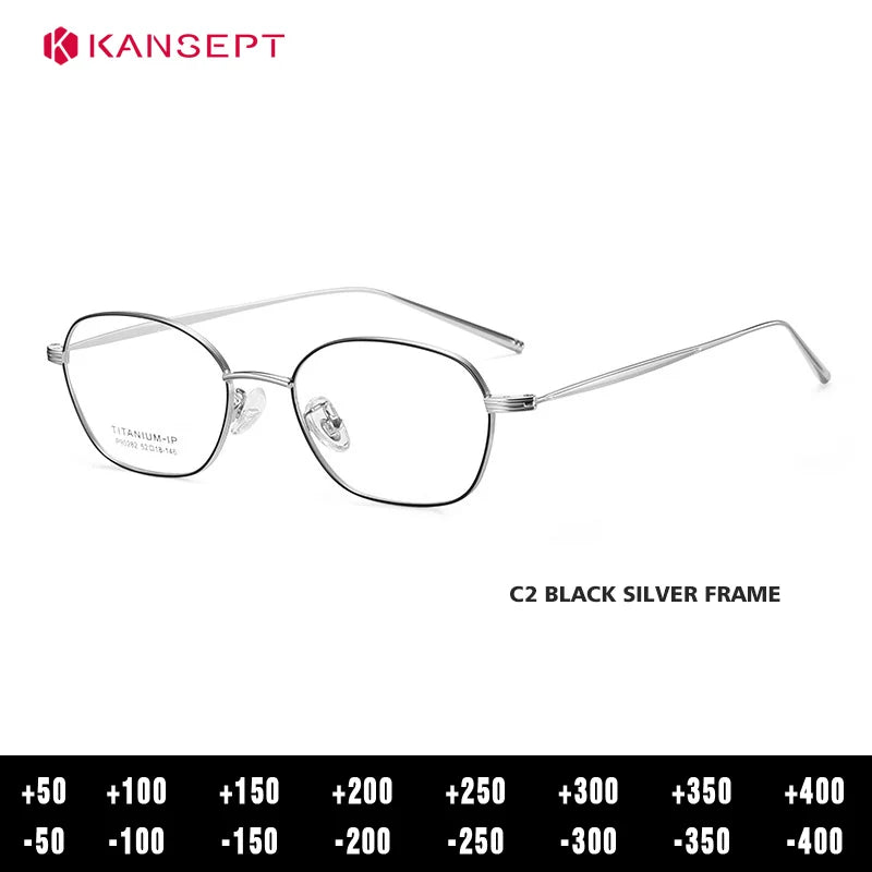 Kansept Women's Full Rim Polygon Titanium Reading Glasses 90282