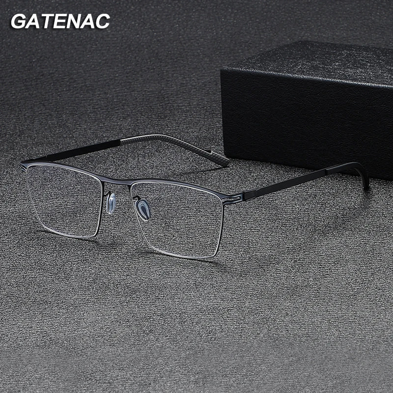 Gatenac Unisex Full Rim Square Titanium Eyeglasses Gxyj1147 Full Rim Gatenac