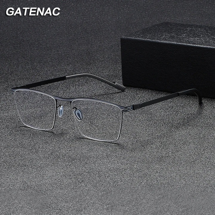 Gatenac Unisex Full Rim Square Titanium Eyeglasses Gxyj1147 Full Rim Gatenac