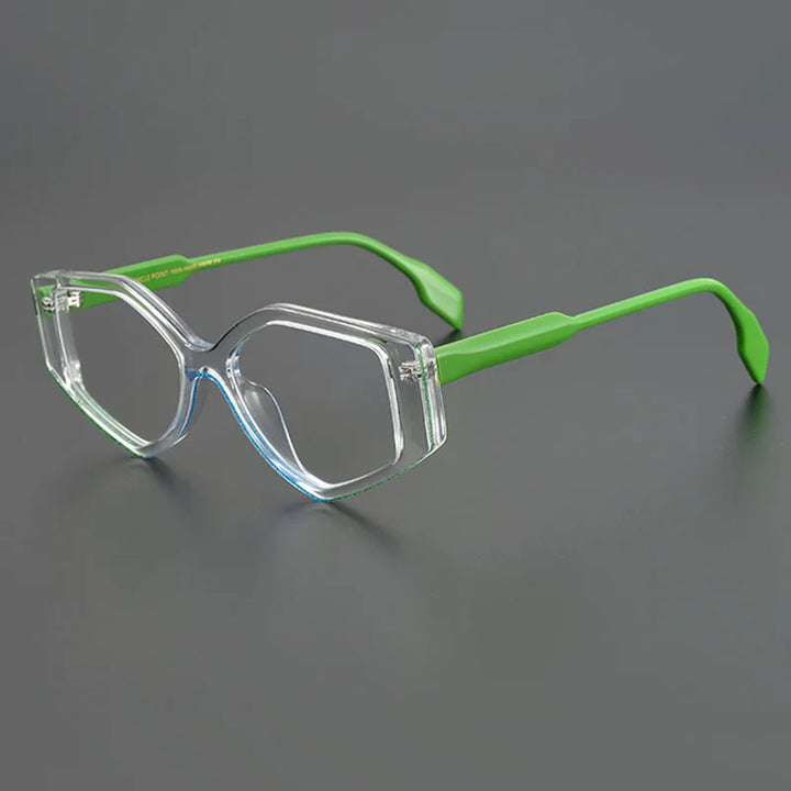 Nobler Unisex Full Rim Irregular Oval Cat Eye Acetate Eyeglasses 19256 Full Rim Nobler C4