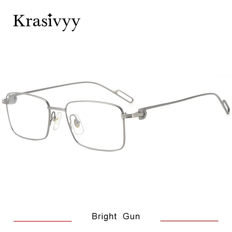 Krasivyy Men's Full Rim Square Titanium Eyeglasses Kr02190 Full Rim Krasivyy Bright Gun CN 