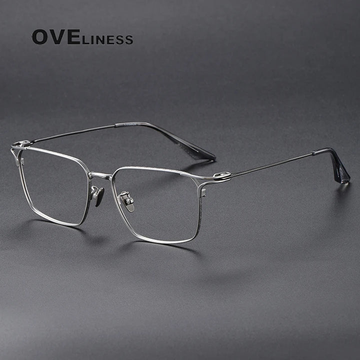 Oveliness Unisex Full Rim Square Titanium Eyeglasses 8001 Full Rim Oveliness silver  