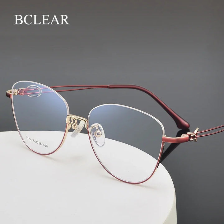 Bclear Women's Semi Rim Square Cat Eye Alloy Eyeglasses 61184