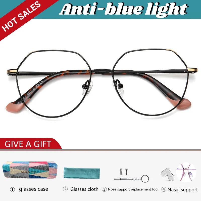 Vicky Women's Full Rim Polygon Stainless Steel Reading Glasses 3013 Reading Glasses Vicky PFD3013-C4 Prescription custom