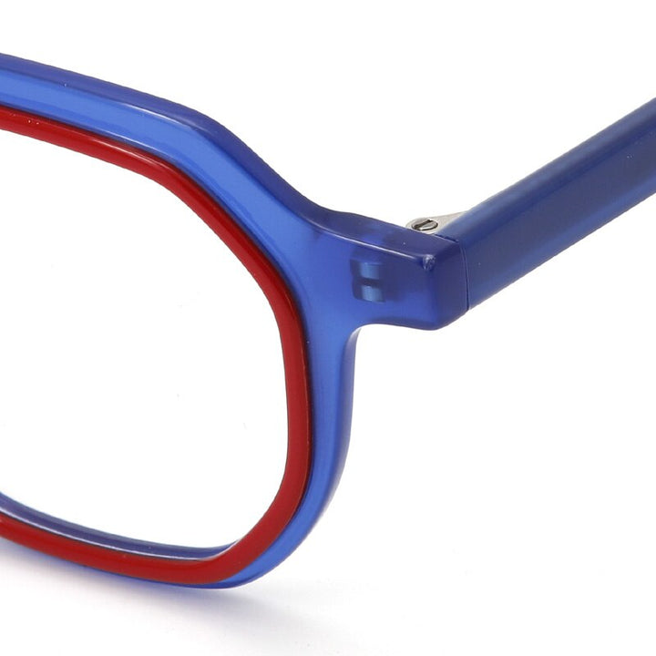 Muzz Unisex Full Rim Flat Top Round Acetate Eyeglasses 015 Full Rim Muzz