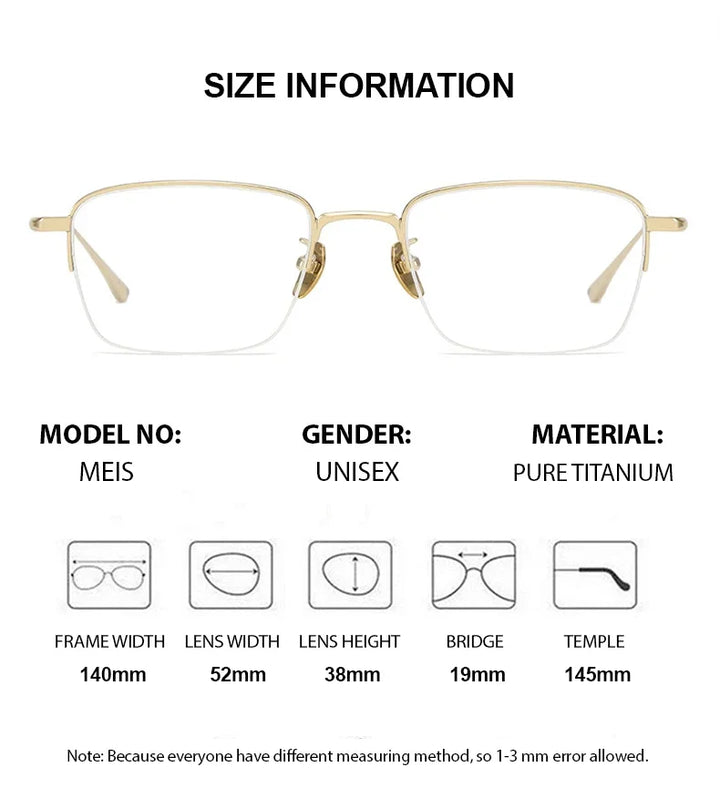 Summer Flower Unisex Semi Rim Polygon Square Titanium Eyeglasses 52145