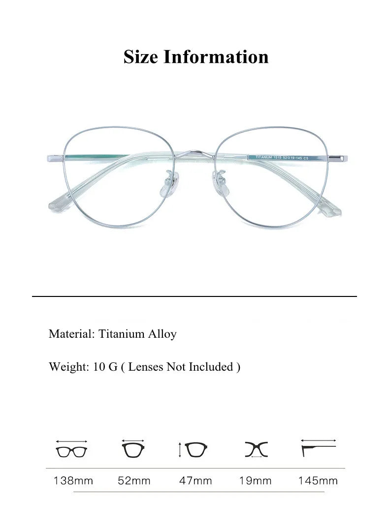 Chashma Ottica Unisex Full Rim Oval Titanium Alloy Eyeglasses 1515 Full Rim Chashma Ottica