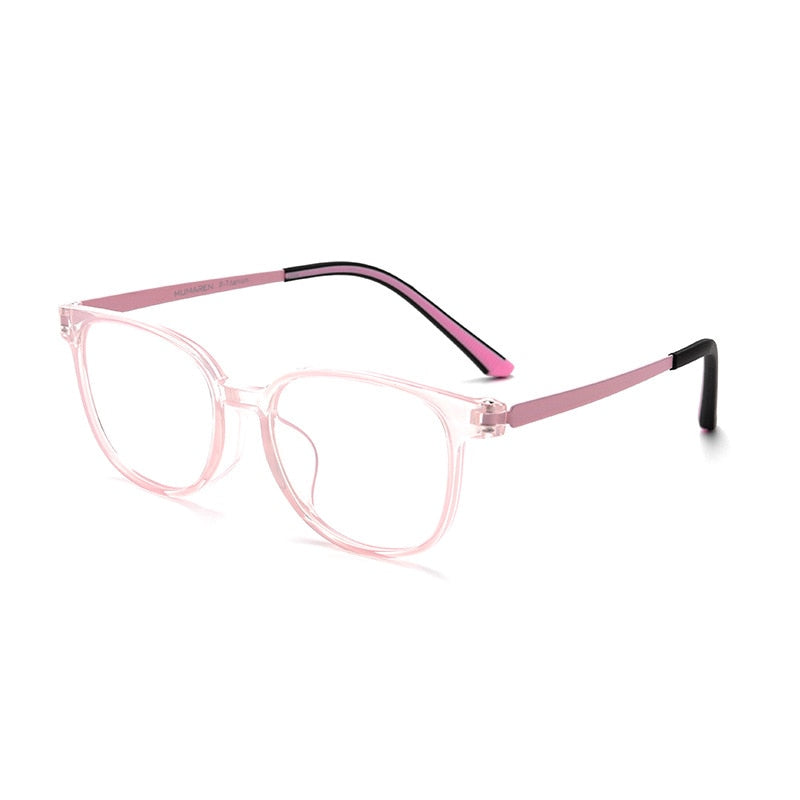 Yimaruili Unisex Children's Full Rim Square  Tr 90 Titanium Eyeglasses 99905t Full Rim Yimaruili Eyeglasses Transparent Pink  